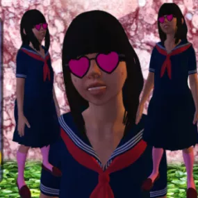 Little Girl Character With Heart Glasses 3d model