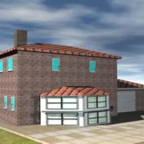 A Big Roof House 3d model