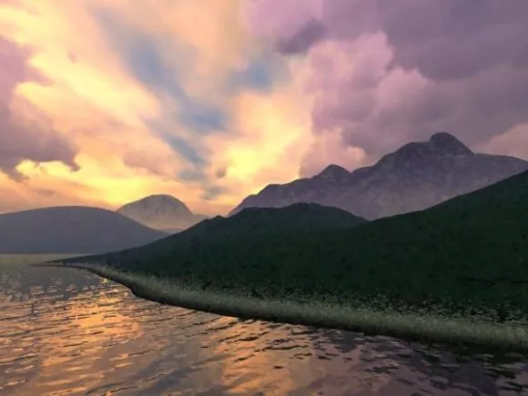 Lake Landscape With Tree 3d model