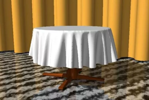 Curved Table With Tableware 3d model