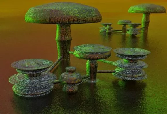 Small Garden With Pebbles And Plants Decoration 3d model
