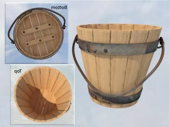 Wood Bucket 3d model Wood Bucket 3d model