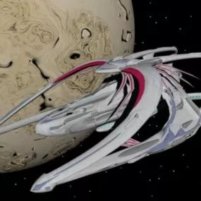 Futuristic Spacecraft With Andromeda Planet 3d model