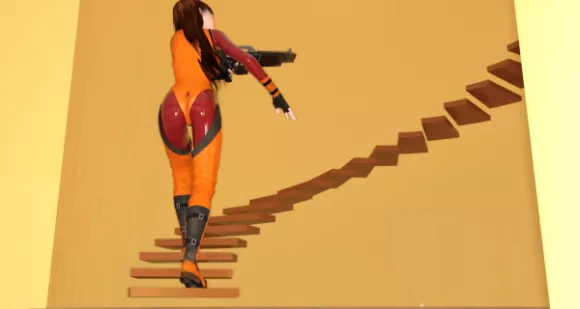 Girl Character Climbing On Staircase 3d model Girl Character Climbing On Staircase 3d model