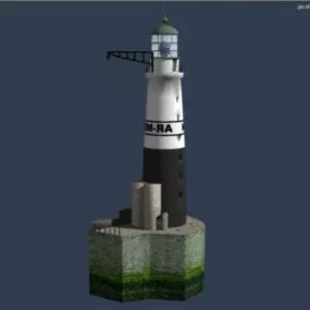 Lighthouse On Concrete Base 3d model