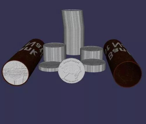 Coin Money With Face Carved 3d model