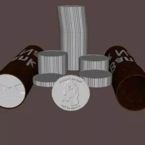 Casino Silver Coin Set 3d model