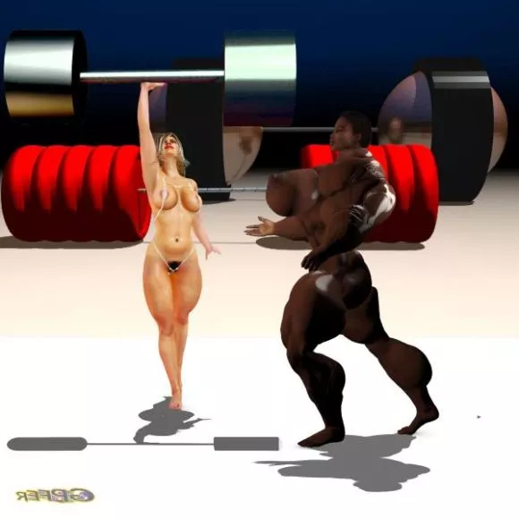 Bench With Weights Gym Equipment 3d model