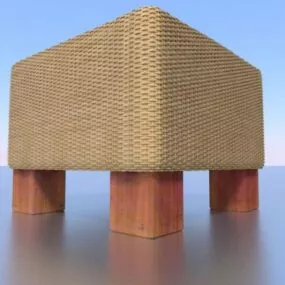 Square Fabric Stool 3d model