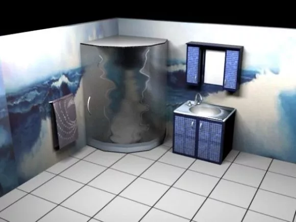 Shower Basin Floor Corner Mounted 3d model