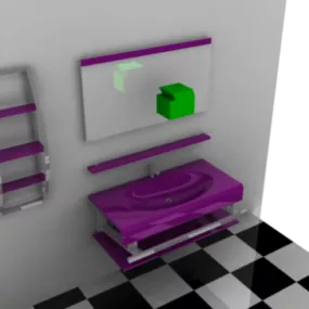 Bathroom Sanitary Furniture Purple Color 3d model