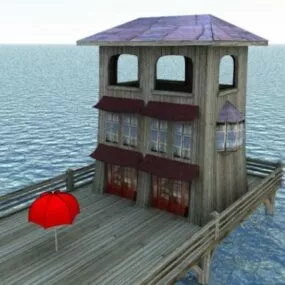 Wooden Beach House 3d model