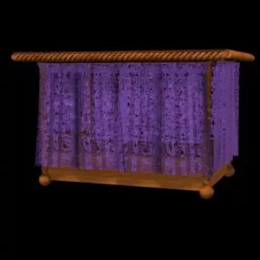 Antique Wooden Bed 3d model