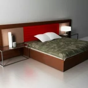 Bed Set Furniture With Nightstand 3d model