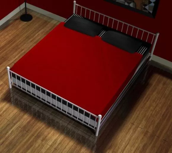 Bed With Red Mattress 3d model Bed With Red Mattress 3d model