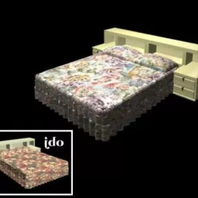 Bed Furniture With Vintage Cover 3d model