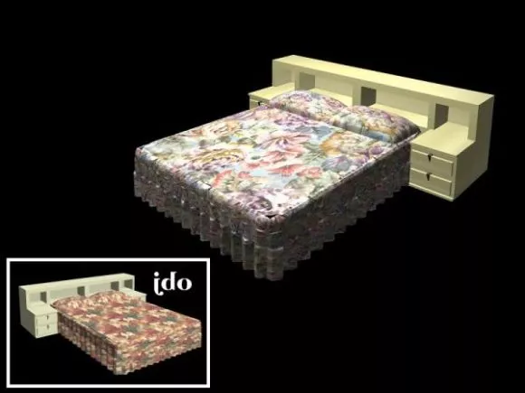 Upholstered Double Bed With Mattress 3d model