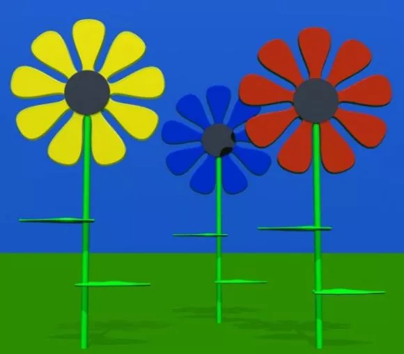 Flower In Tall Vase Pot 3d model