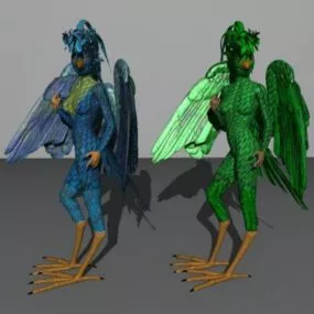 Color Bird Man Cosplay Character 3d model