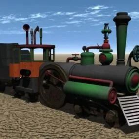 Vintage Steam Locomotive Train 3d model