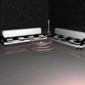 Black Room With Sofa 3d model