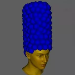 Blue Hair Head Of Man Character 3d model