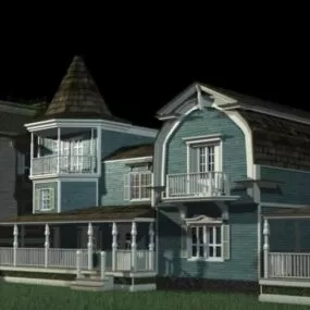 Blue House Western Style 3d model