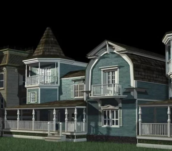 House Complex Building With Landscape 3d model