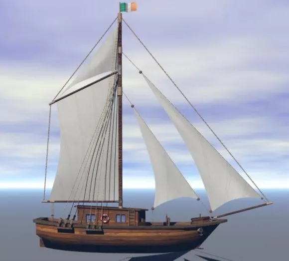 Fishing Sailing Boat Sea Transport 3d model Fishing Sailing Boat Sea Transport 3d model