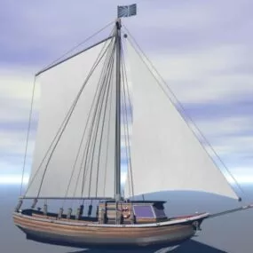 Wood Sailing Boat Modern Style 3d model