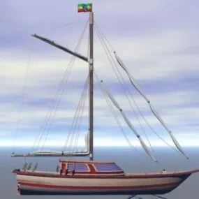 Fishing Sailing Boat Collapsed Sail 3d model