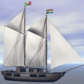 Classic Sailing Boat White Sail 3d model