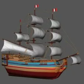 Medieval Pirate Sailing Ship 3d model