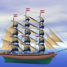 Medieval Large Ship Sailing Boat 3d model