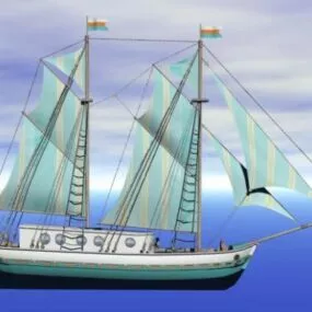 Fishing Sailing Boat Medium Size 3d model