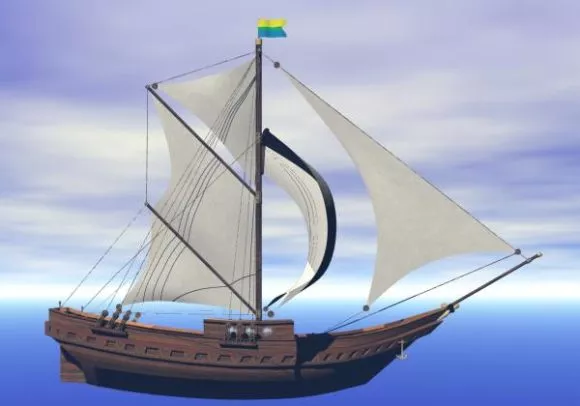 Wood Sailing Boat With Flag 3d model Wood Sailing Boat With Flag 3d model