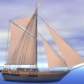 Vehicle Sailing Boat White Sail 3d model