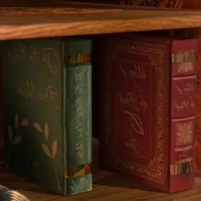 Bookshelf With Book Stack 3d model