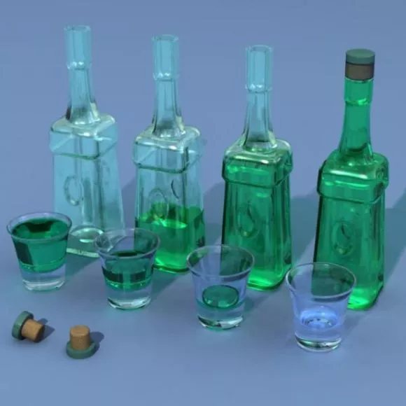 Wine Bottle Absinthe 3d model Wine Bottle Absinthe 3d model