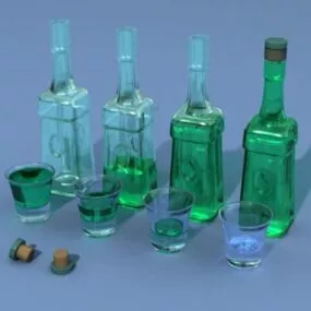 Wine Bottle Set 3d model