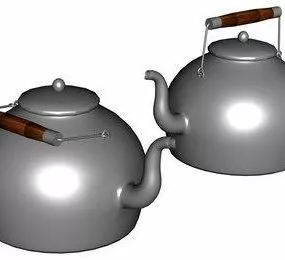 Kitchen Pot Aluminum With Wood Handle 3d model