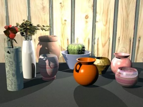 Glass Vase With White Flowers 3d model