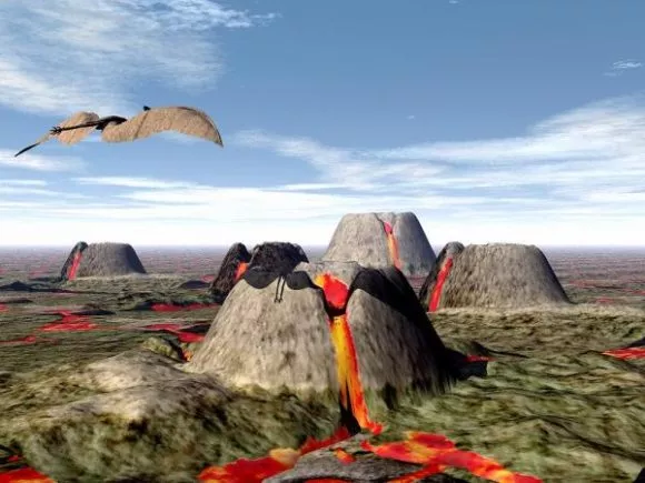 Volcano Terrain With Lava River 3d model Volcano Terrain With Lava River 3d model