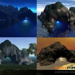 Cave On Mountain Lake 3d model