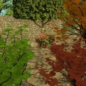 Autumn Plant Bushes 3d model
