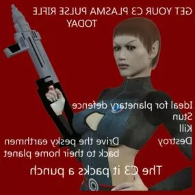 Girl Character With Plasma Rifle 3d model