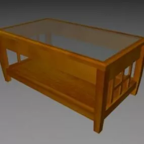 Wooden Coffee Table Glass Top 3d model