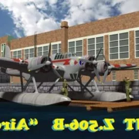 Water Aircraft At The Museum Building 3d model
