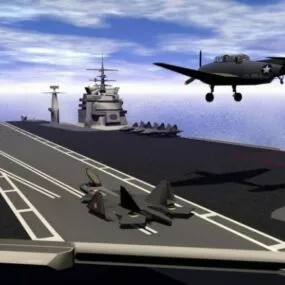 Uss Aircraft Carrier In The Sea 3d model