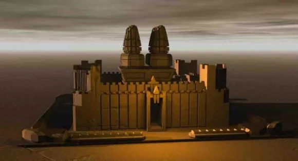 Castle With Village Isometric Architecture 3d model